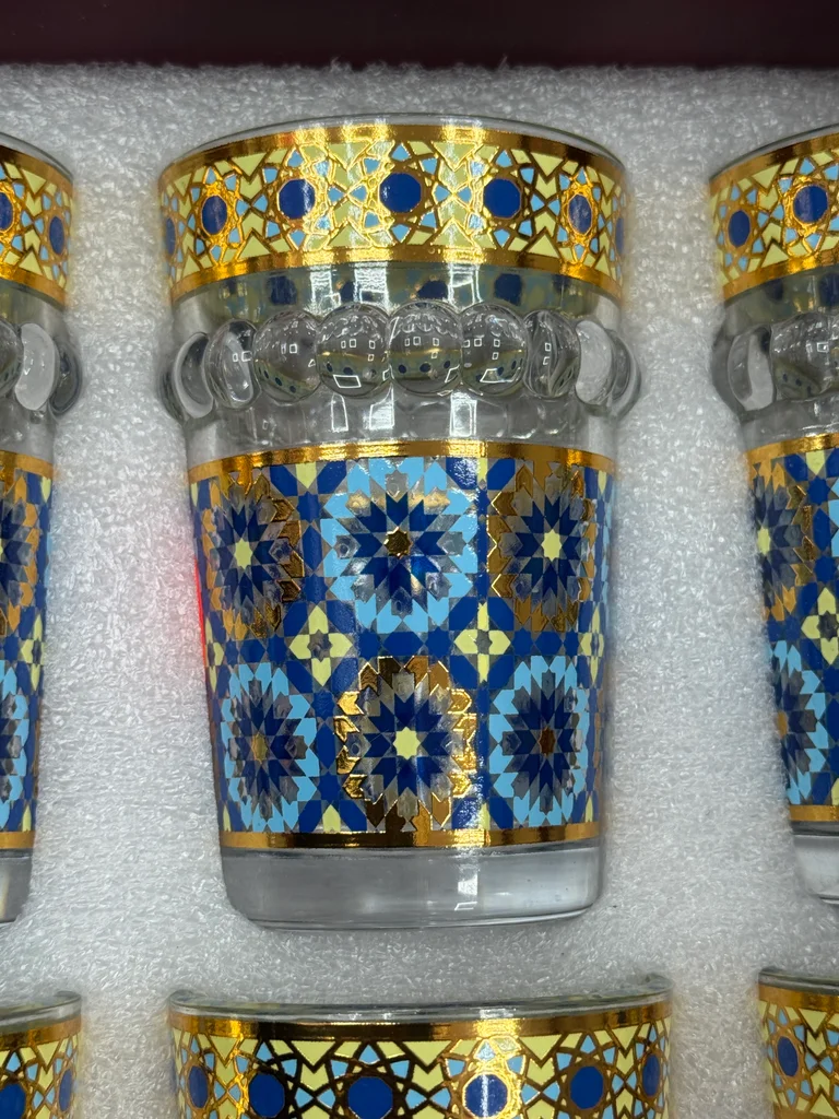 À vendre : Lot de 6 verres à thé orientaux – Bleu & Doré – 15€ – photo 7